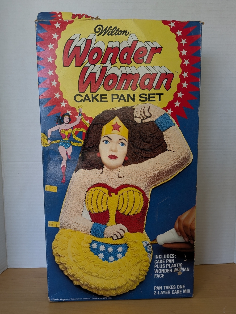 1978 Wilton Wonder Woman Cake Pan Set Original Box Complete With Instructions DC